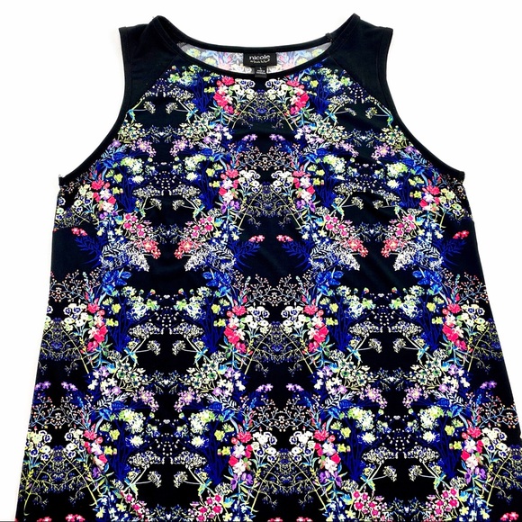 Nicole Miller Shift Sleeveless Midi Floral Dress L - Picture 5 of 9
